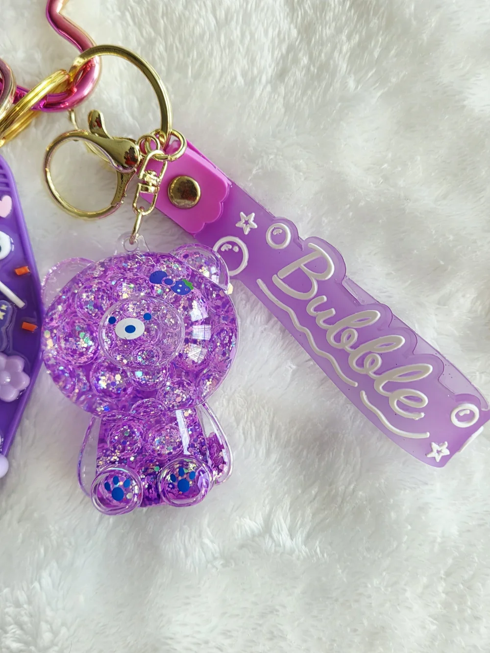 BTS Purple Rhinestone Keychain Charm Set Stunning K Pop Bag Charm